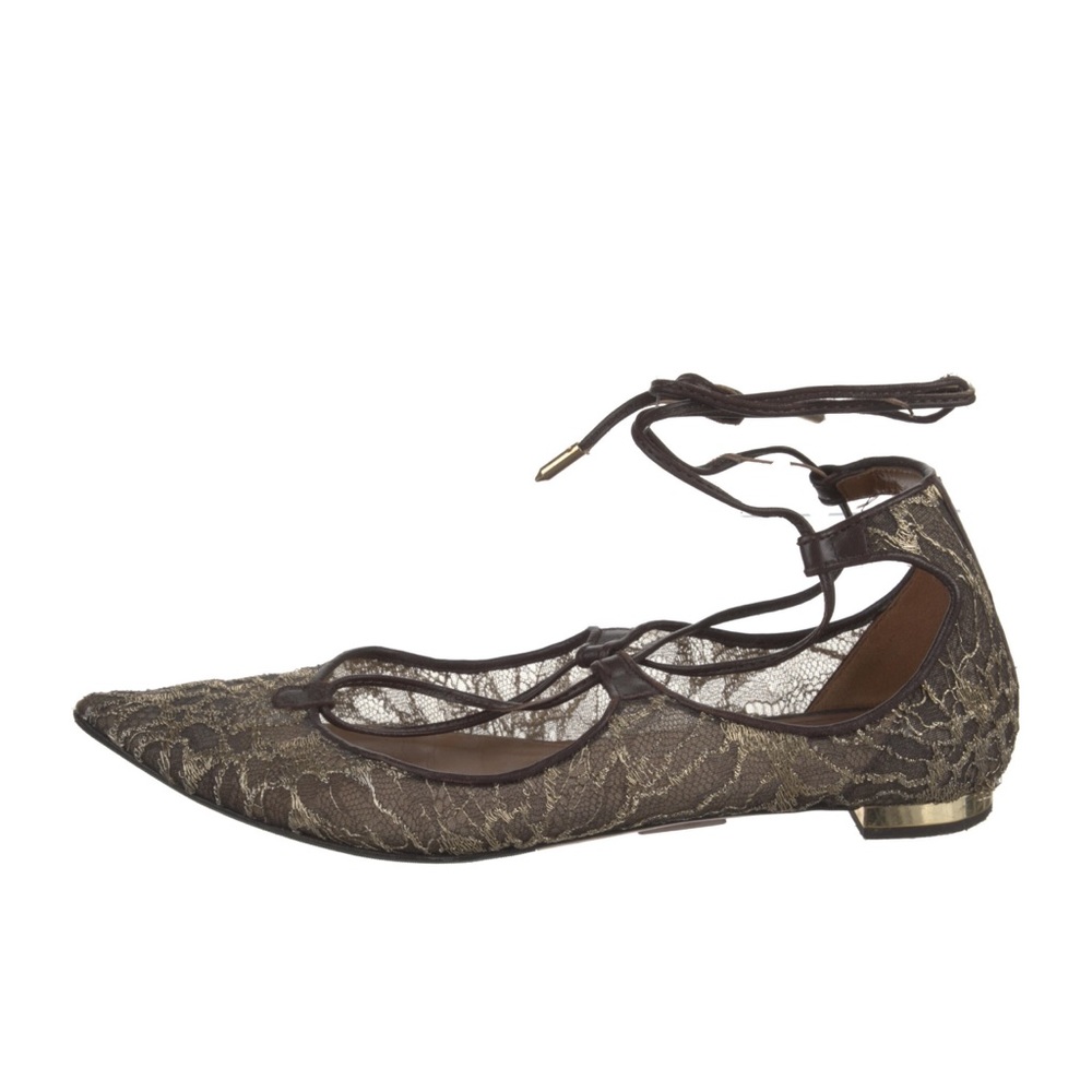 Aquazzura Lace Pattern Trim Embellishment Flats